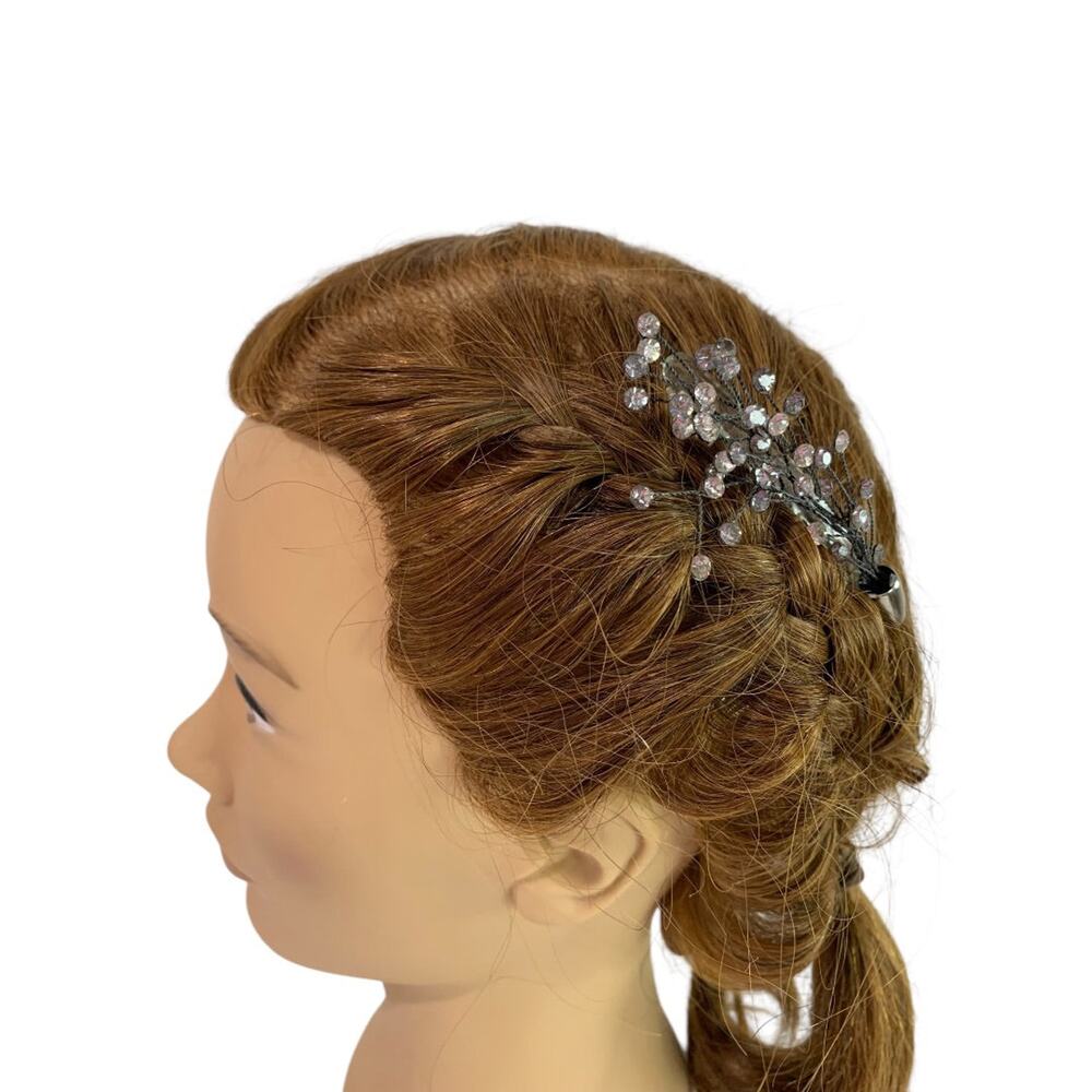 Vintage Plastic Hair Comb Rhinestone Spray Formal Updo 3 Inch - Picture 2 of 5